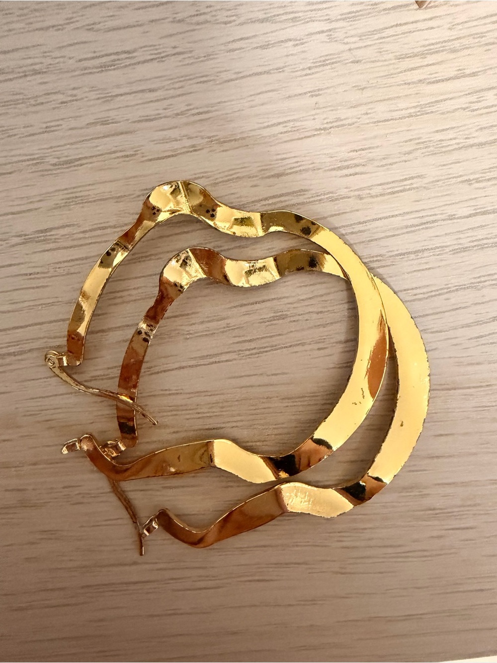 Gold Wavy Hoop Earrings - Women Jewelry Earrings